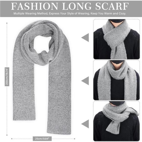 Womens Winter Warm Knit Beanie Hat Touchscreen Gloves Long Neck Scarf Set - Picture 5 of 7